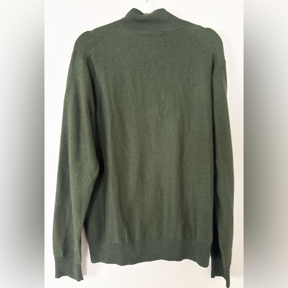 Bonobos Dark Green Herringbone Cotton Cashmere Blend Full Zip Sweater - Picture 6 of 12